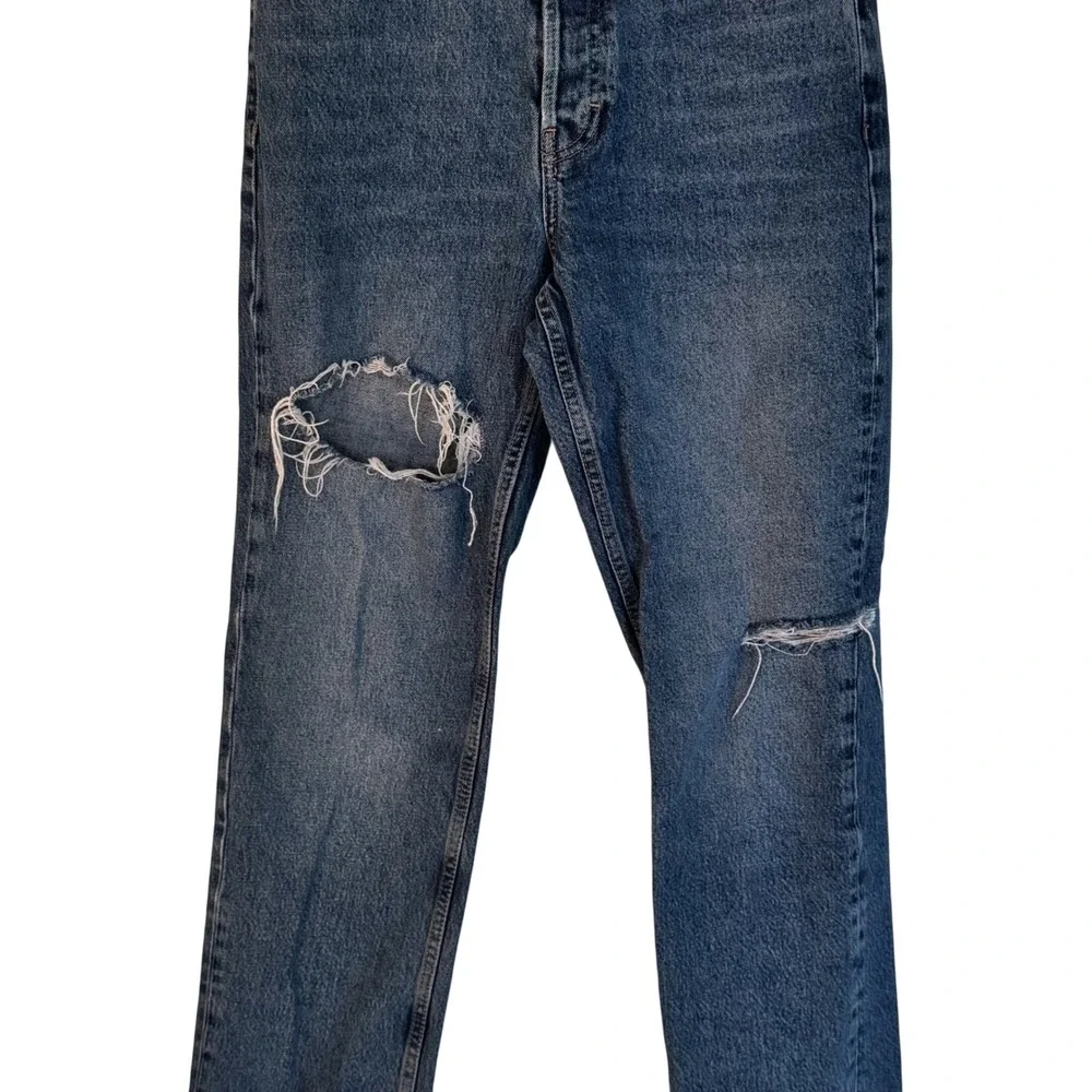 Topshop High‎ Waist Distressed Straight Leg Jeans W28 L30